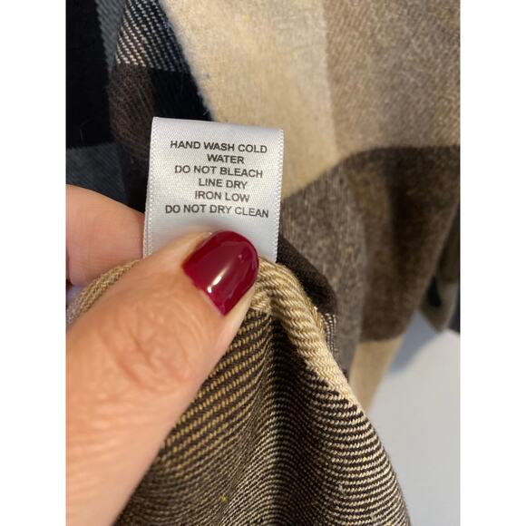 HYFVE Plaid Button Down Longline Coat Shacket Plaid Women's L Brown Tan sz. L - Picture 4 of 6